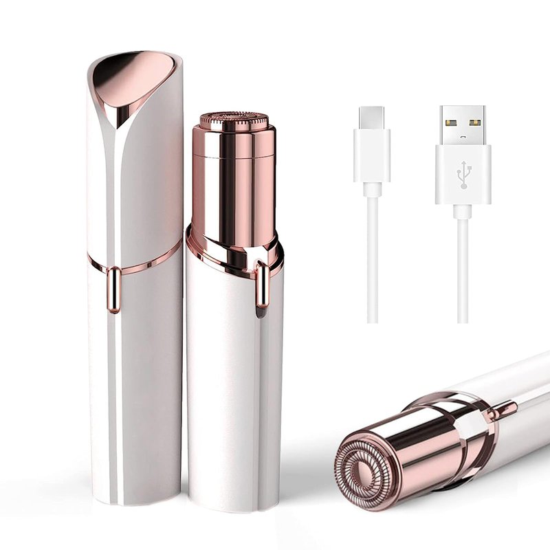 tuokiy Facial Hair Removal for Women, Painless Electric Face Razor, USB Rechargeable, Rose Gold, Minimalist Style