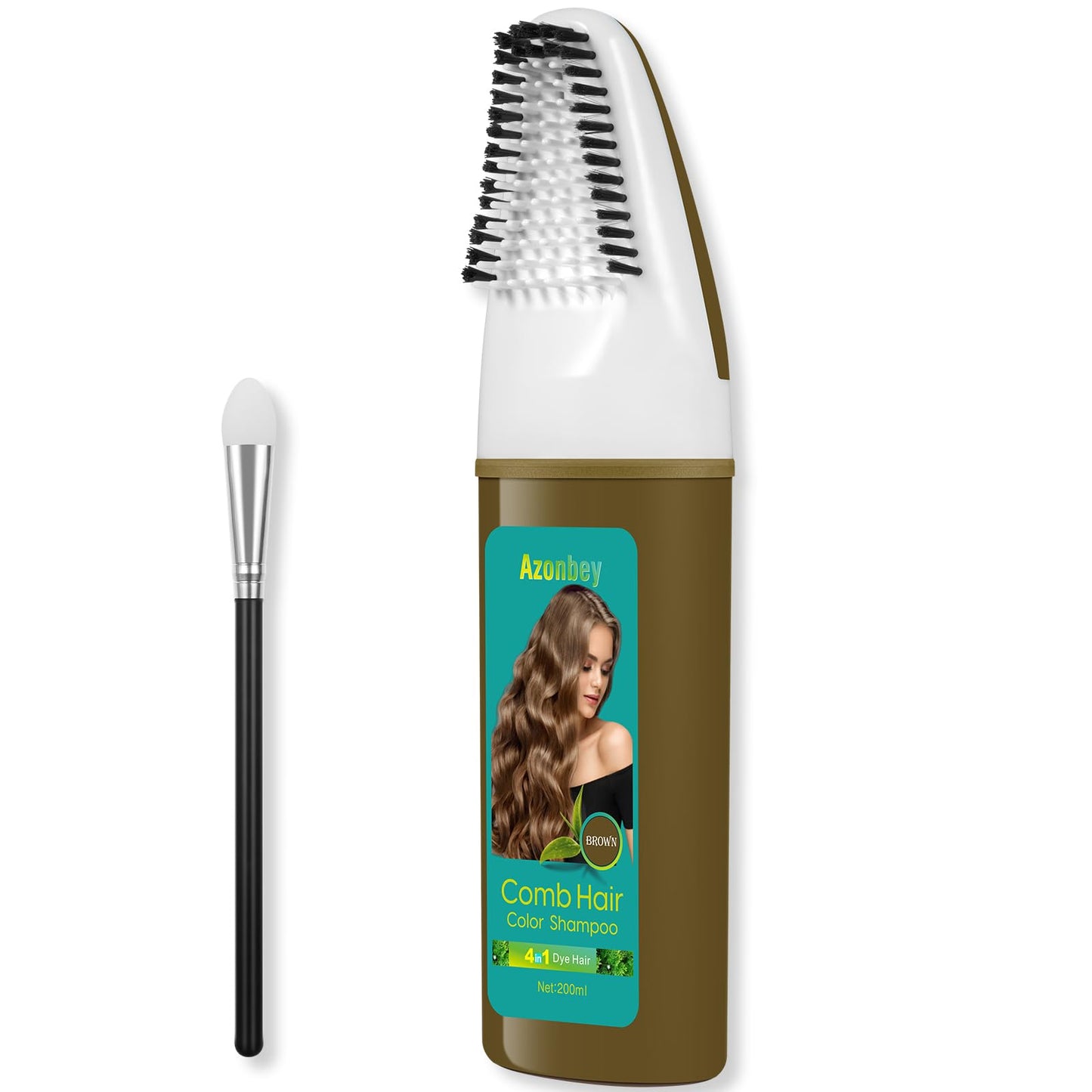 Brown Hair Dye,Hair Dye Shampoo for Women,Hair Color for Gray Hair Coverage Permanent,Comb Dyeing Champu Para CanasHair Dye 4 in 1 With Comb Herbal Natural Plant Hair Color Shampoo(Brown)