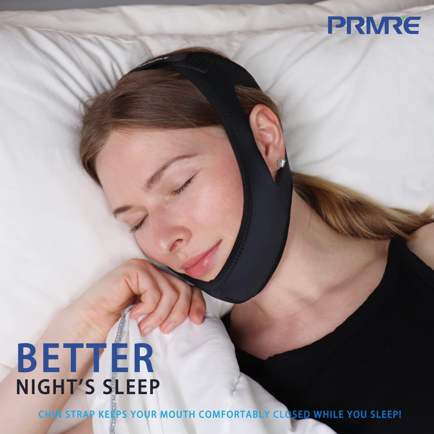 Double Adjustable Chin Strap for CPAP Users, Comfortable Chin Strap for Snoring - Keep Mouth Closed While Sleeping for Men and Women (Black)