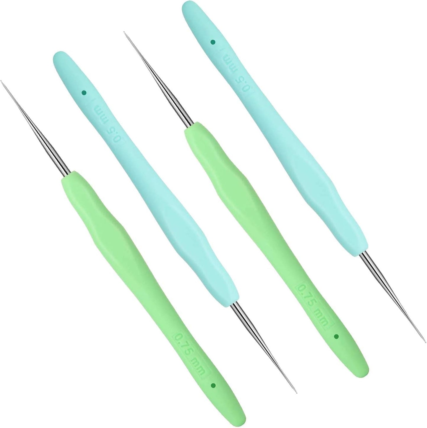 Dreadlock Crochet Hooks Set - 4 Pcs 0.5mm & 0.75mm Needles for Hair Weaving & Locs Craft
