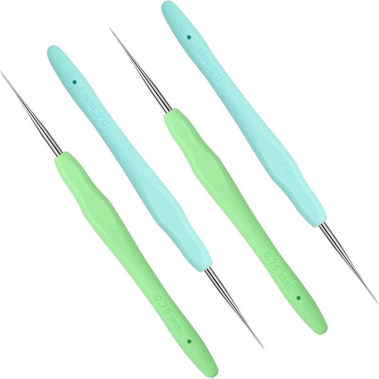 Dreadlock Crochet Hooks Set - 4 Pcs 0.5mm & 0.75mm Needles for Hair Weaving & Locs Craft