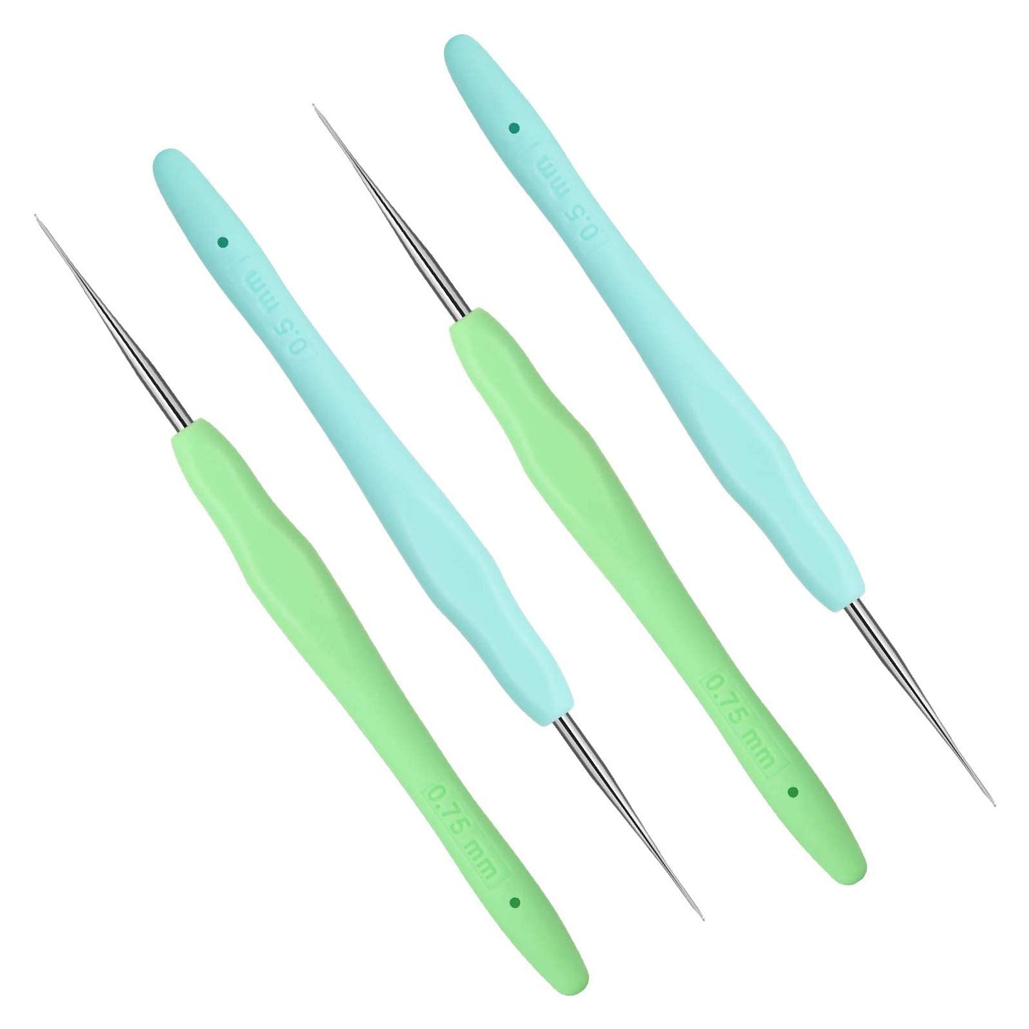 4 Pcs Dreadlock Crochet Hooks for Hair 0.5 mm 0.75 mm Dreadlock Crochet Needle Tools for Locs Braid Hair Weaving Craft Accessories