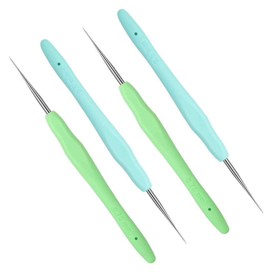 4 Pcs Dreadlock Crochet Hooks for Hair 0.5 mm 0.75 mm Dreadlock Crochet Needle Tools for Locs Braid Hair Weaving Craft Accessories