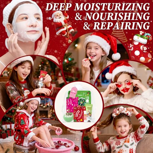 60Pcs Christmas Spa Party Supplies Set - Red Spa Day Kits
