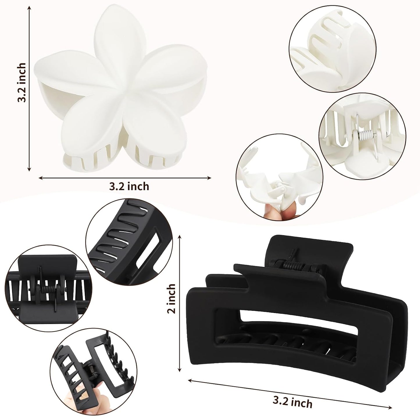 Flower Hair Clips - 6 PCS Hawaiian Hibiscus & Plumeria Claw Clips for Thick or Thin Hair | Stylish Accessories for Women