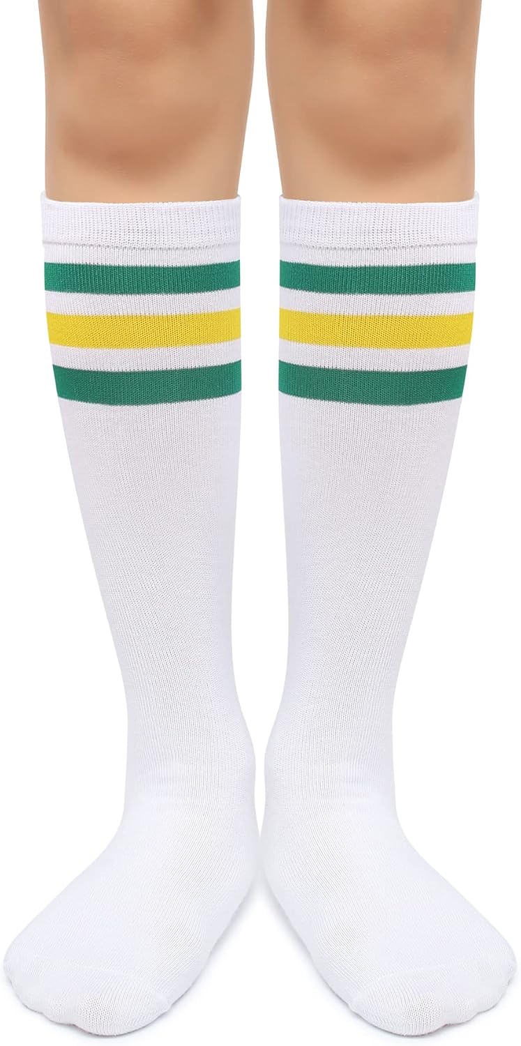 Kids Over the Calf Tube Socks - Soft Cotton Athletic Stripes for Boys & Girls | Comfortable Fit