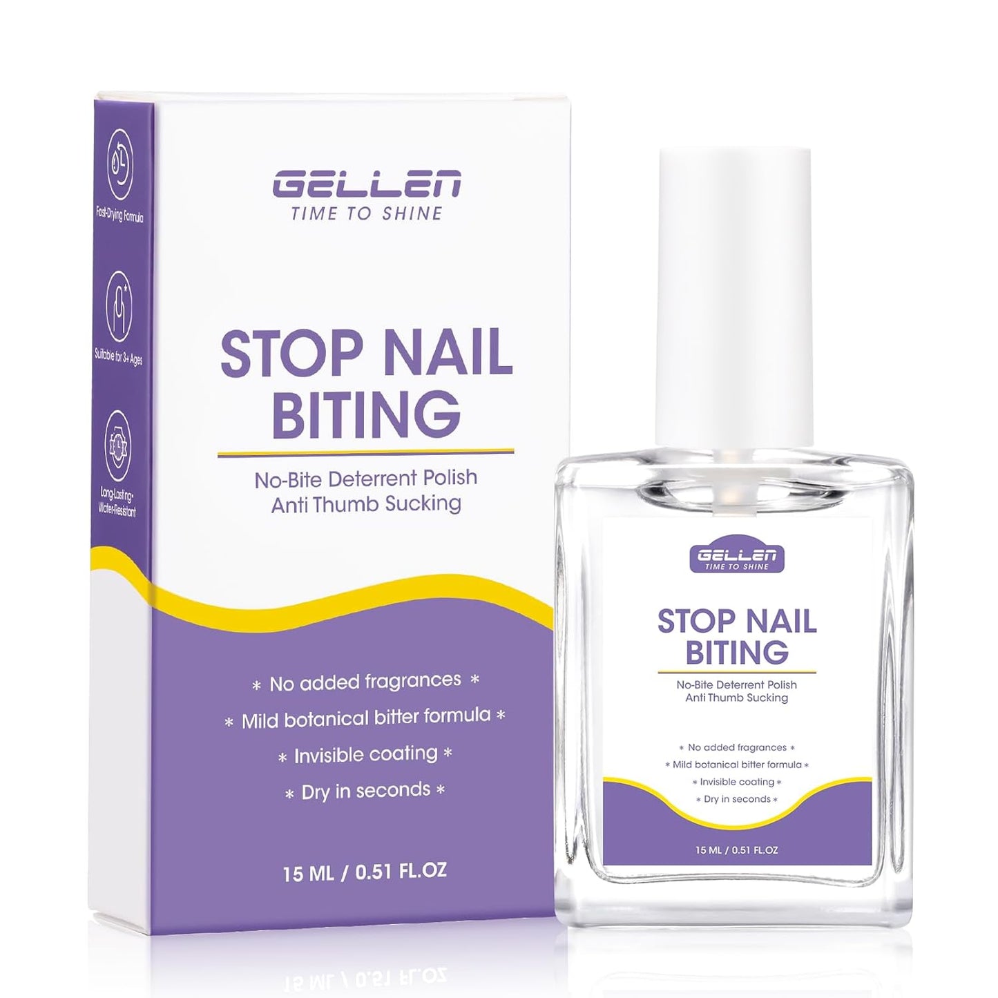 Gellen Nail Biting Treatment - 15ml Bitter Taste Solution for Kids & Adults | Stop Nail Biting & Thumb Sucking