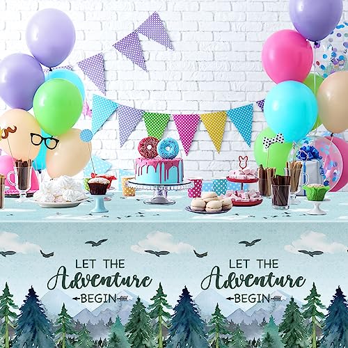 Adventure Awaits Tablecloths - 3 Pack Disposable Plastic Covers for Parties