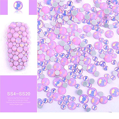DAODER 4 Pack Sparkly Opal Rhinestones for Nails & Crafts - 7 Sizes, 4 Colors