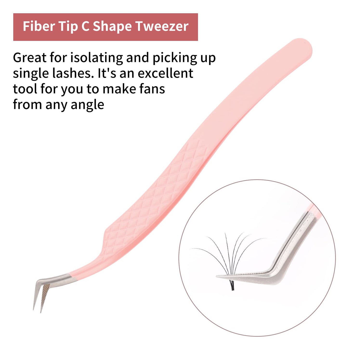 Eyelash Tweezers for Extensions Fiber Tip Lash Tweezers Professional Lash Extension Tweezers for Volume Fans &isolation & Pick up Single Lashes Volume Lash Tweezers Pink