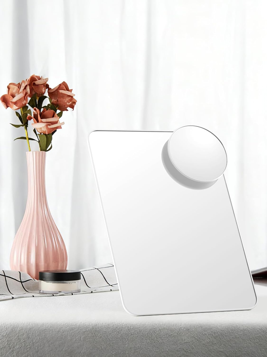 Omiro Makeup Mirror - 10X Magnifying Travel Mirror with Foldable Stand | 8 x 5 Inches, White