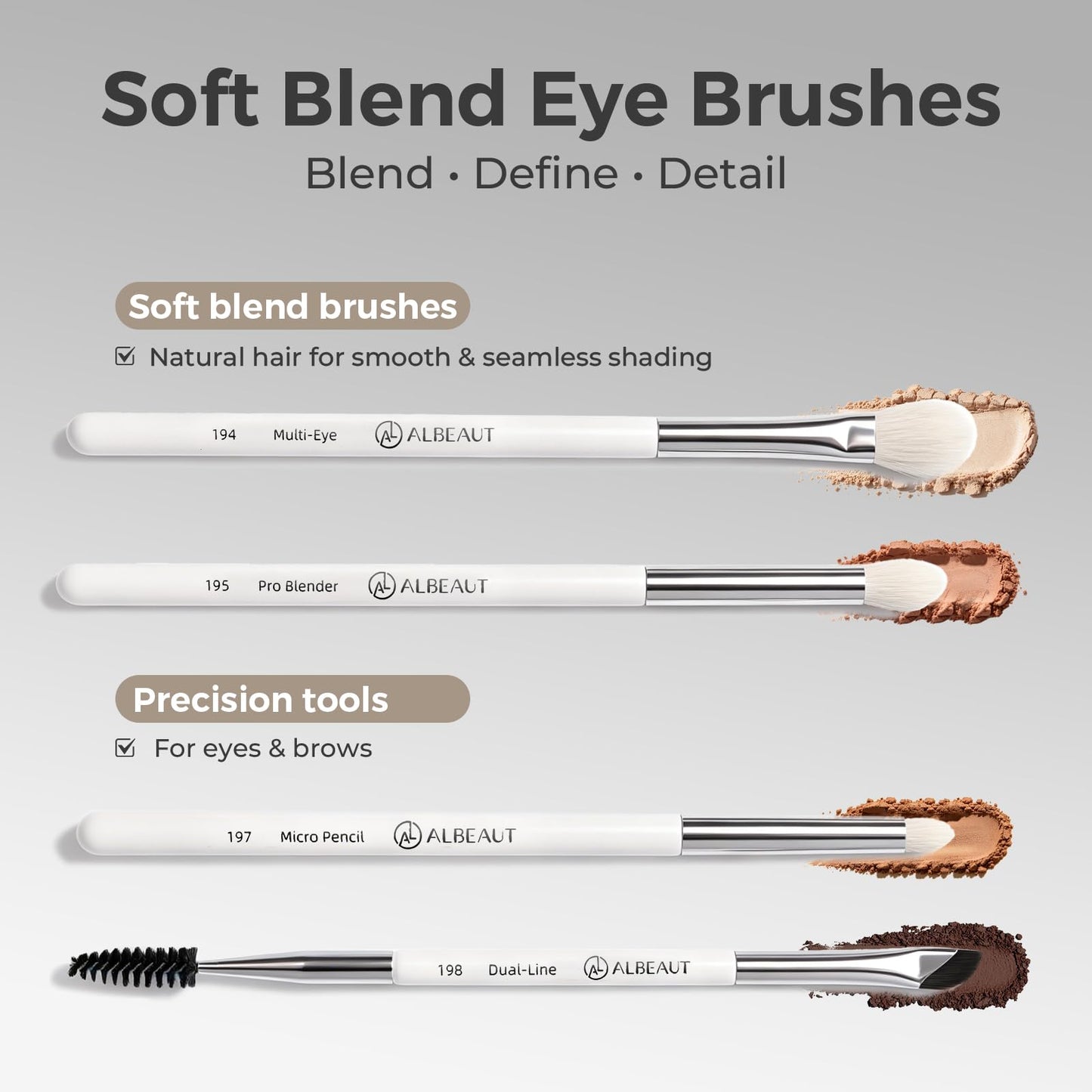 Makeup Brushes Set, Albeaut 7Pcs Face Eyeshadow Brushes Kit with Preminum Bristles Liquid Foundation Concealer Blending Tools Professional & Travel Bag