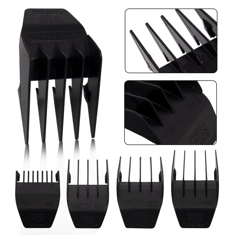Professional Peanut Clipper Guards for Wahl Peanut – From 1/8 Inch to 1/2 Inch, Fits for Wahl Peanut, Black-4PCS