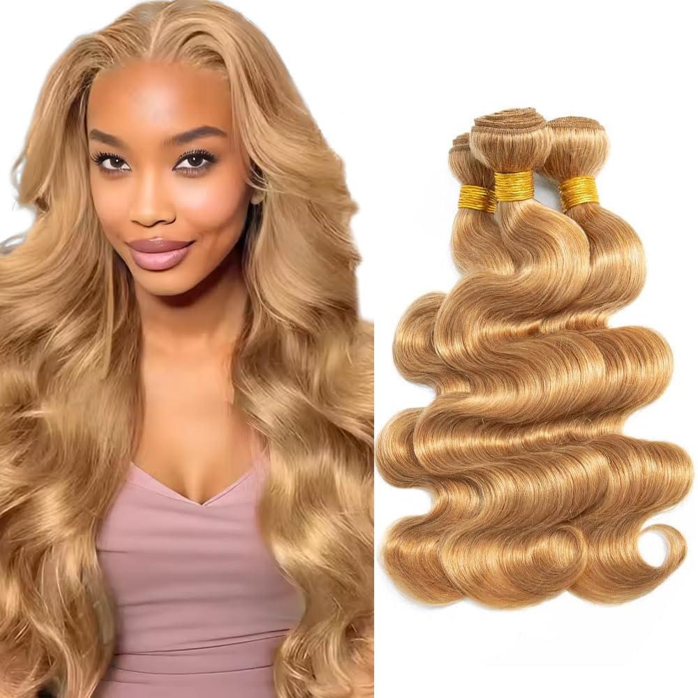 300g 30 32 34 inch Blonde Bundles Human Hair #27 Body Wave Bundles Honey Blonde Human Hair Bundle 300g