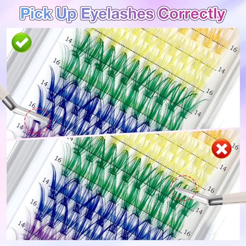 MUIIGOOD Colored Lash Extension Kit - 120 Pcs, 14mm & 16mm Clusters in 6 Colors