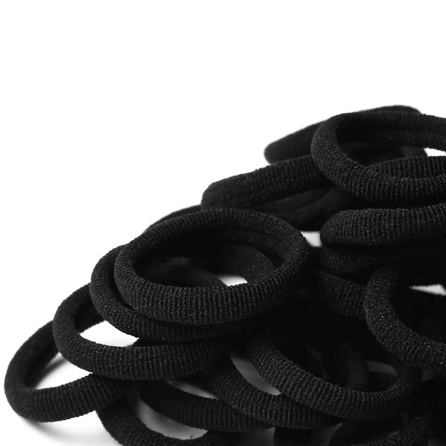 Mini Hair Ties - 100 Pcs Seamless Black Soft Elastics | No Damage Ponytail Holders
