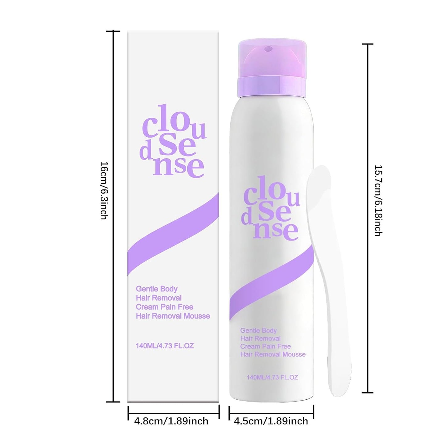 Hair Removal Spray for Sensitive Skin - Fast-Acting Aloe & Hyaluronic Acid | Pain-Free Bikini Depilation