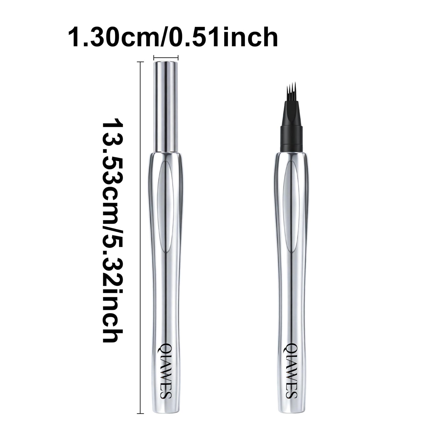 2 Pack Eyebrow Pen, Waterproof Microblading Eyebrow Pencil, 4 Tip Precise Eye Brow Makeup Pen for Women to Effortlessly Create Hair Like Natural Brows, Non Dry Out and Last All Day (Black & Brown)