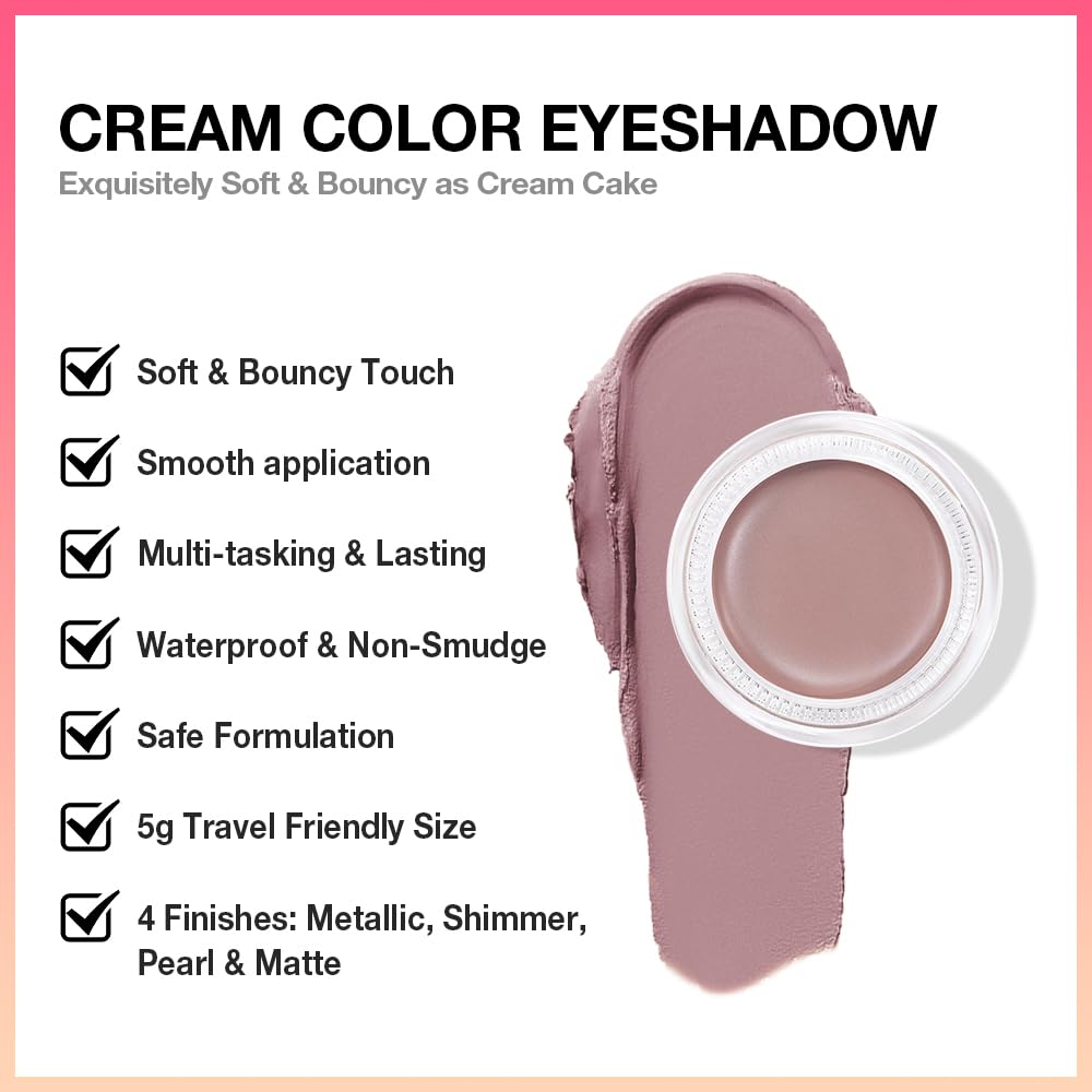 Matte Cream Eye Shadow Palette - Highly Pigmented Monochrome Colors | Waterproof & Blendable for Mature Skin