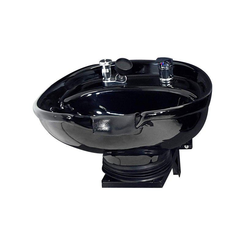 Fully Tilting and Wall-Mounted Ceramic Shampoo Bowl, Black Salon Sink, Beauty Salon Equipment for Hair Stylists - TLC-B07-WT - eMark Beauty
