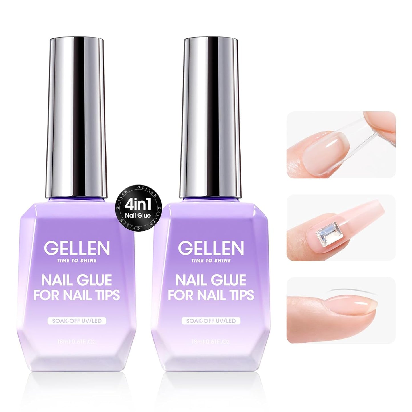 Gellen Gel Nail Glue - Strong Adhesive for False Nail Tips | 15ml Acid-Free Dehydrator