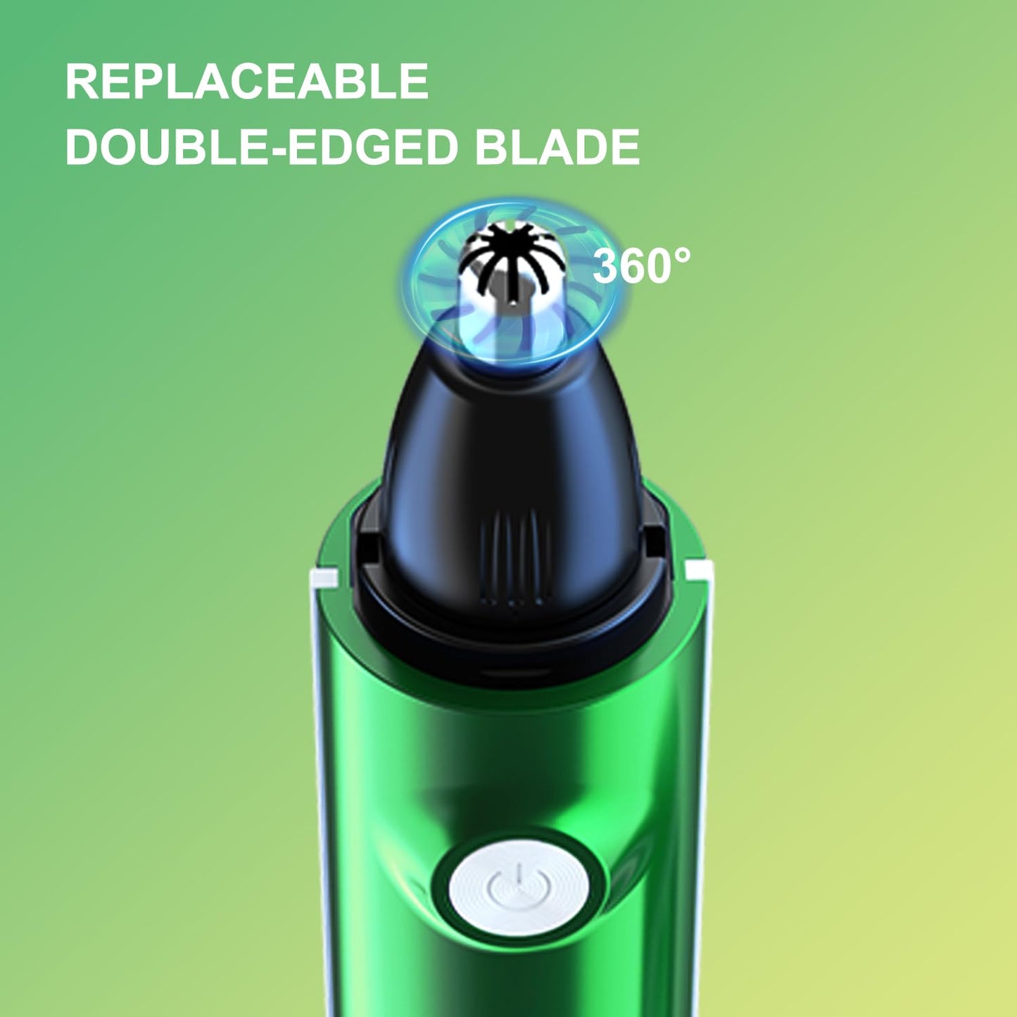 Aiefeya Nose & Facial Hair Trimmer - Painless Eyebrow & Nose Trimmer for Men & Women, IPX7 Waterproof, USB Rechargeable, Easy Cleaning, All-in-One (Green)