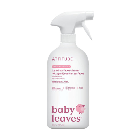 ATTITUDE Baby & Kids Toy Cleaner Spray, EWG Verified, Multi-Surface Cleaner for Toys, High Chairs & Play Areas, Naturally Derived, Vegan, Unscented, 27.1 Fl Oz