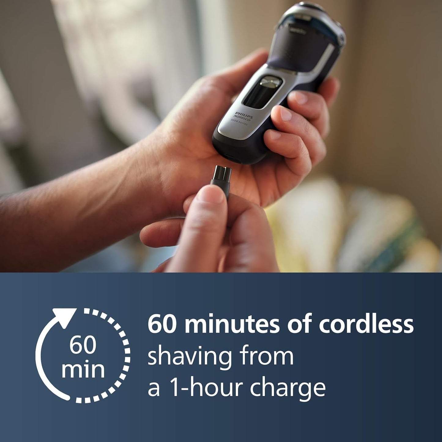 Philips Norelco Shaver 3900 - Rechargeable Wet & Dry Electric Shaver with Trimmer & Stand | Nose Trimmer for Ears & Eyebrows