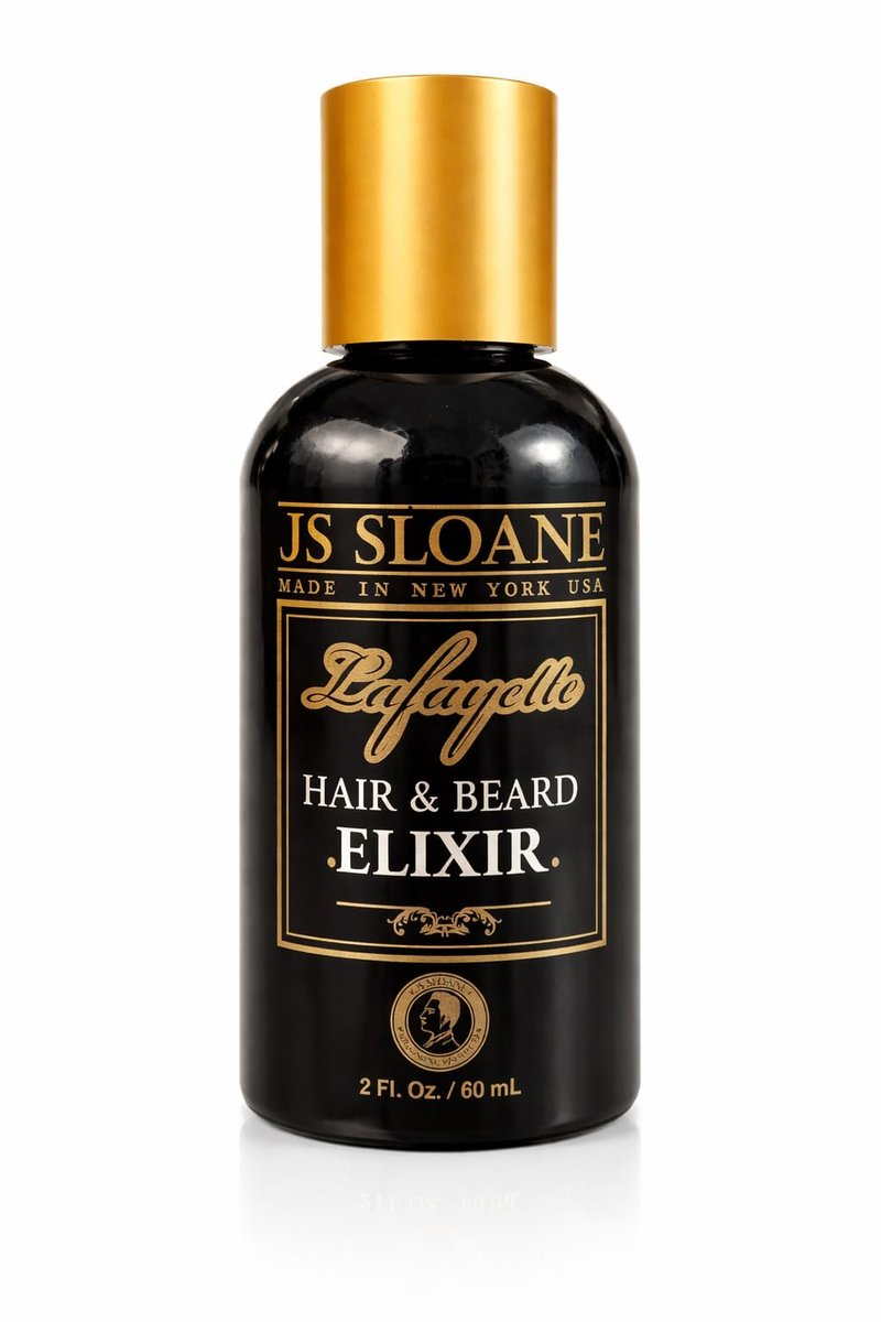 JS Sloane Lafayette Hair & Beard Elixir – Lightweight Grooming Oil for Shine, Texture & Beard Conditioning – Non-Greasy Hair Serum for Men – Softens, Hydrates & Controls Frizz – 2 Fl Oz
