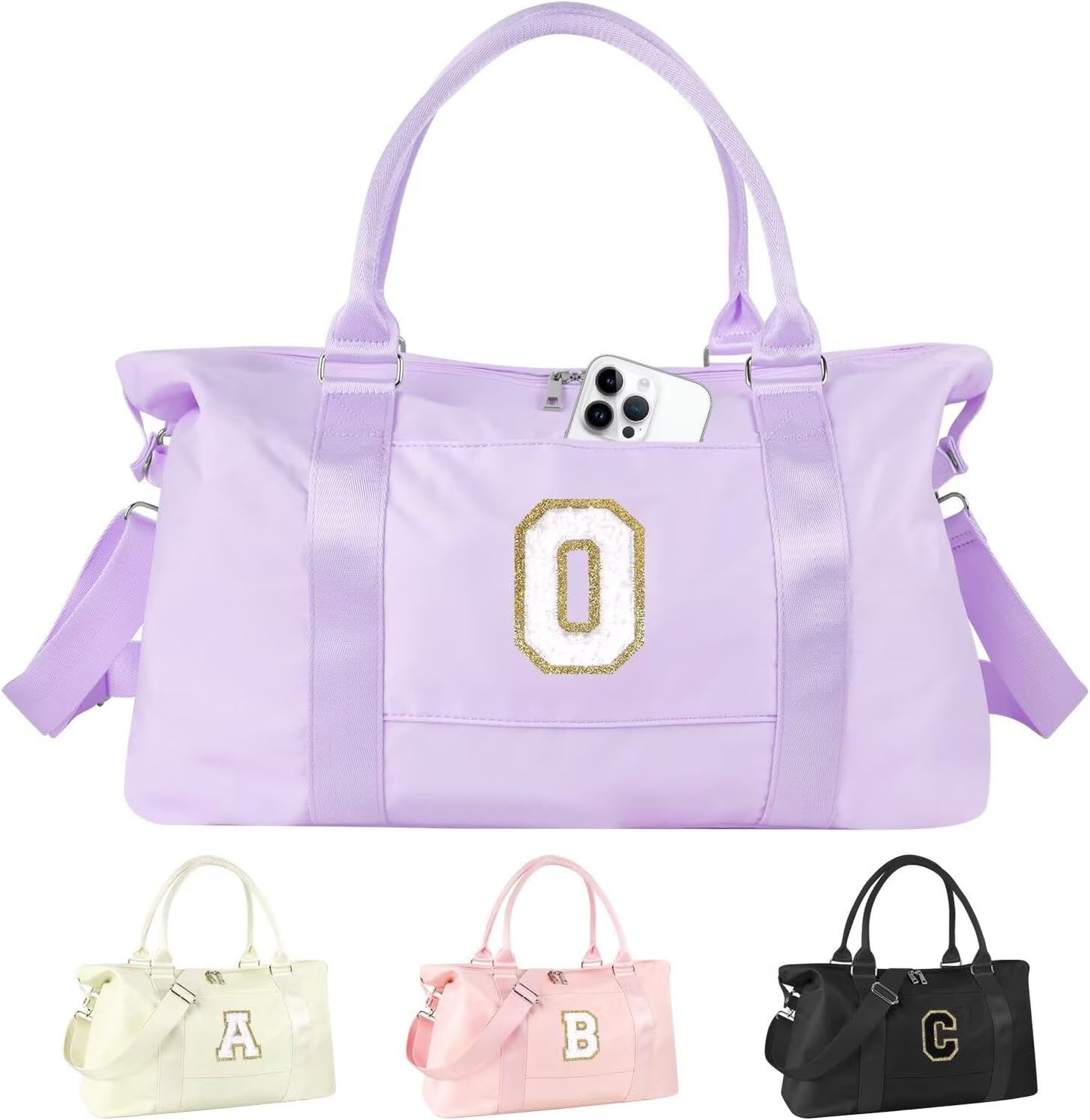 Dance Gym Duffel Bag - Personalized Initial Weekender for Teen Girls | Pink Overnight Carry-On & Cheer Bag