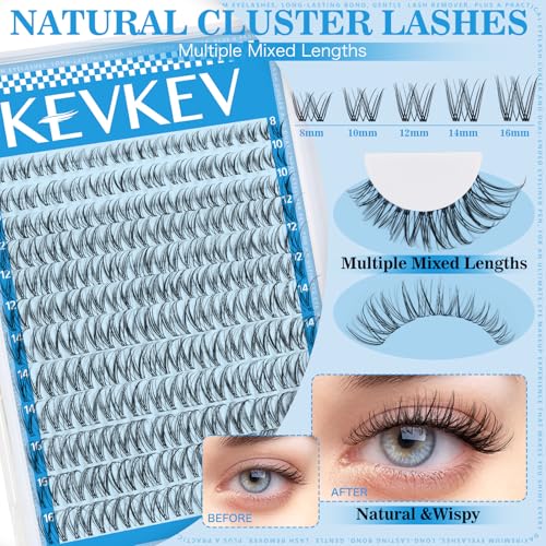 Natural Wispy Lash Clusters Kit - KevKev Wispy02 (8-16mm)