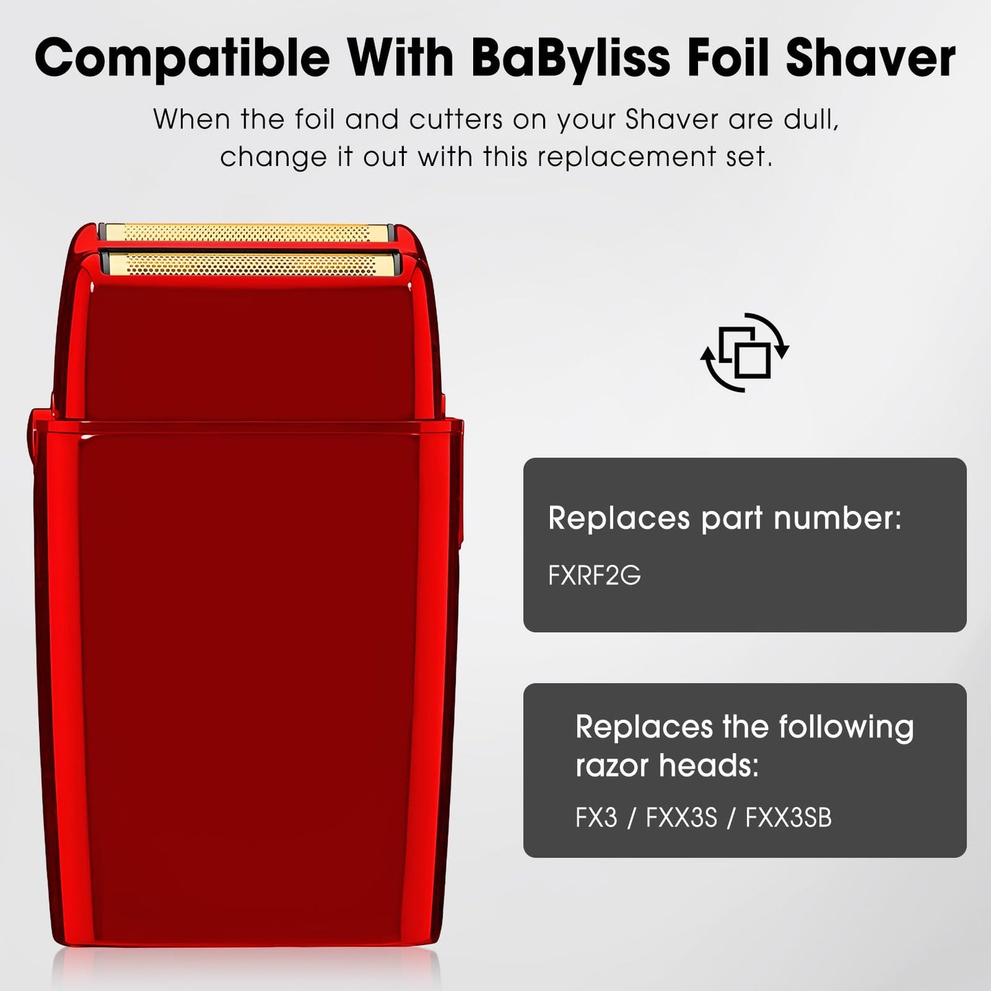 FXRF2G Shaver Replacement Head Compatible with BaByliss Pro FX3 Foil Shaver, Hypoallergenic Gold Foil, Red