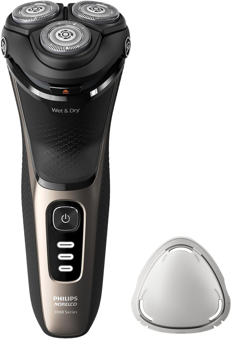 Philips Norelco Electric Shaver 3000 Series - Wet & Dry, Travel Pouch, Ash Gold | Model S3242/90