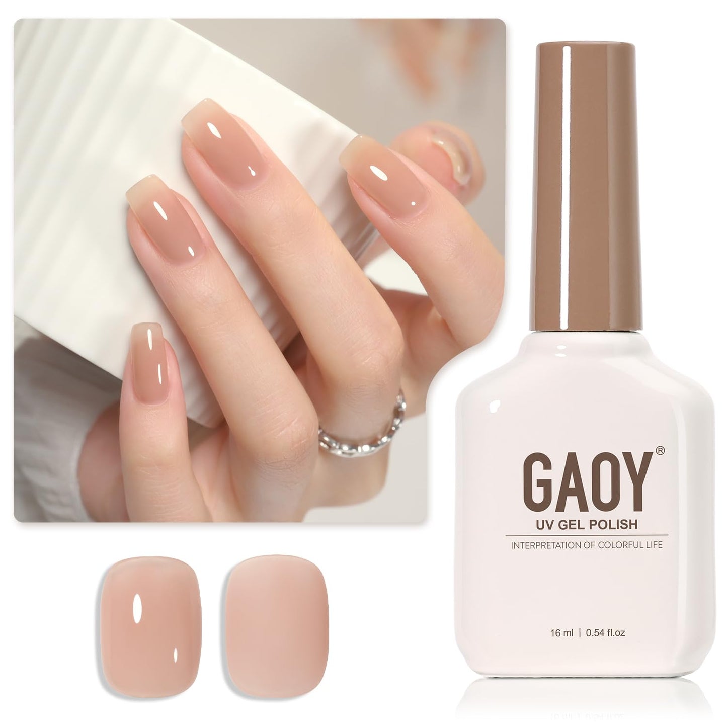 Sheer Light Pink Gel Nail Polish - 16ml UV Cure Jelly Milky White Peach for DIY Manicure & Pedicure