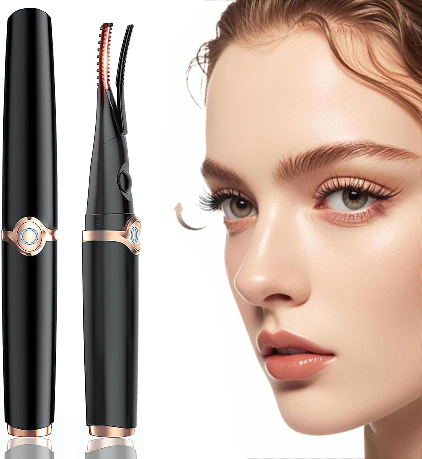 Heated Eyelash Curler - USB Rechargeable 2-in-1 Design | 3 Temperature Modes, 24H Long-Lasting Curl, Black