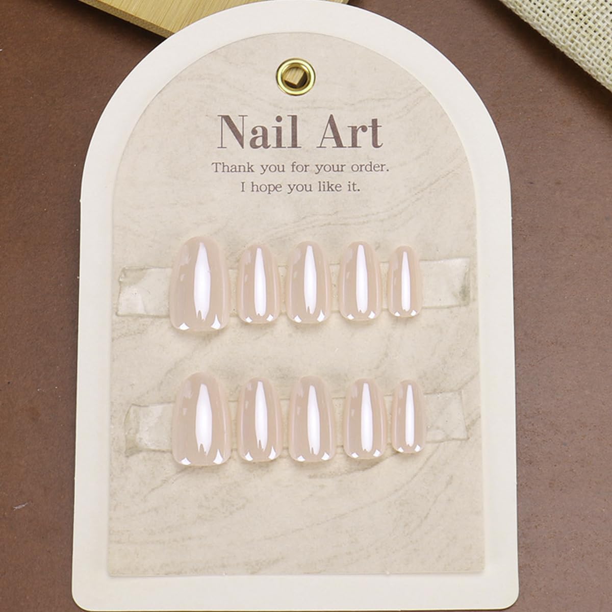 LRKNNO Short Almond Press on Nails Nude Ombre Fake Nails Glossy Full Cover Glue on Nails Reusable Acrylic False Nails Natural French Stick On Nails Kit for Women Daily Wear Manicure 24Pcs