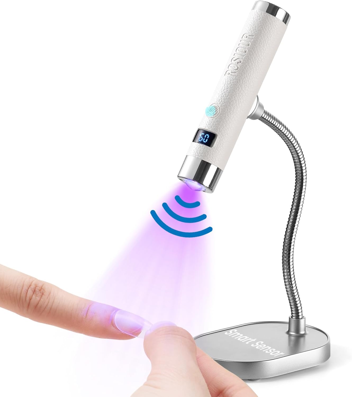 Mini UV Lamp for Gel Nails - Rechargeable Handheld LED Curing Light | Fast Dry Auto Sensor (White)