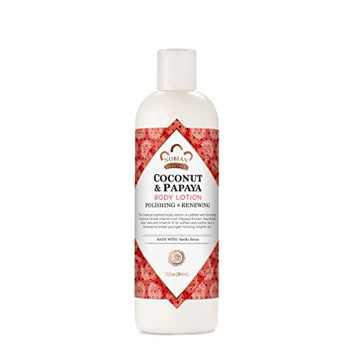 Nubian Heritage Coconut and Papaya Body Lotion, 13 oz - Paraben Free Moisturizer for Dry Skin