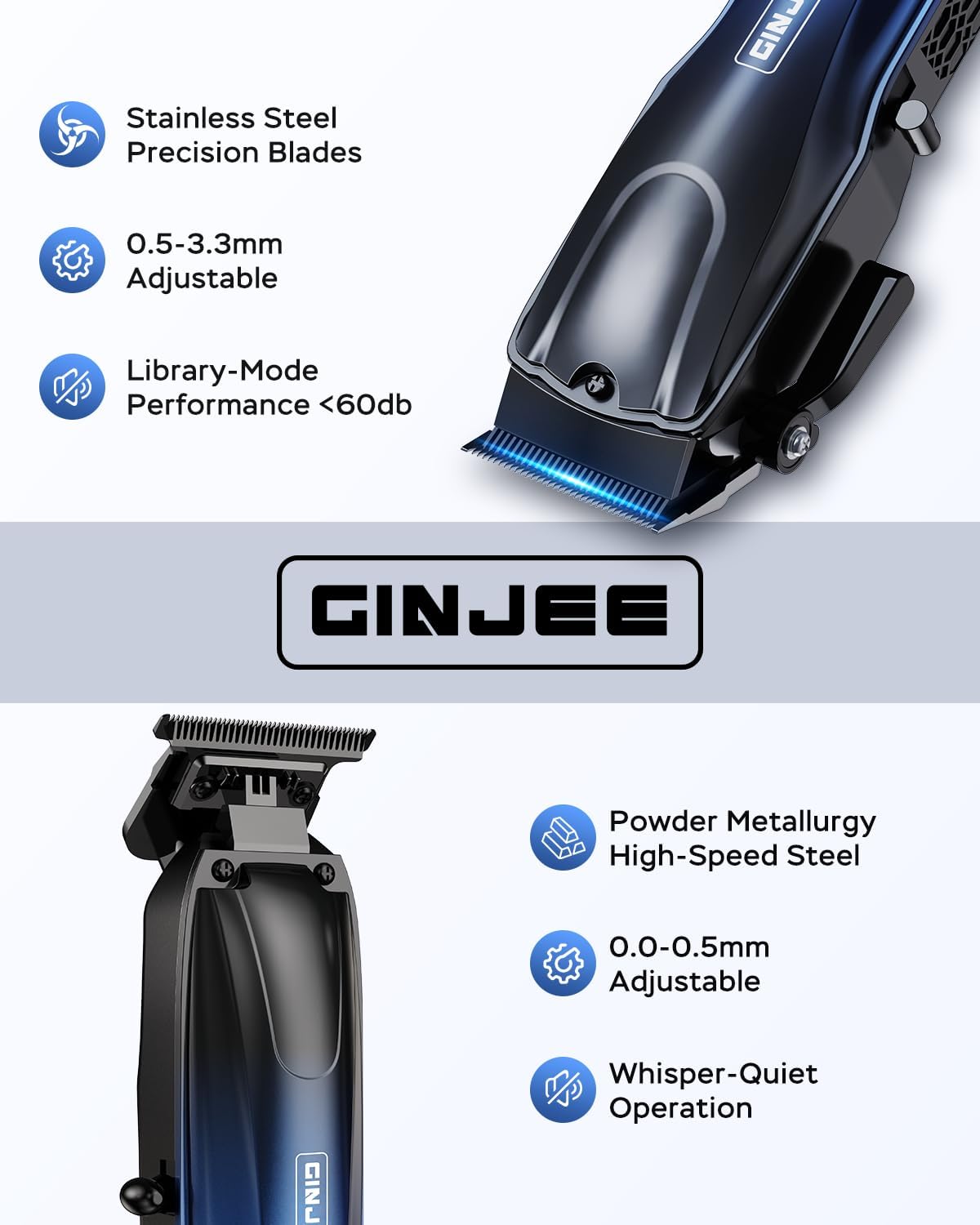 Professional Hair Clippers for Men - Cordless & Corded Rechargeable Barber Clipper Set with Fade Lever | Grooming Kit with Guide Combs & Travel Case