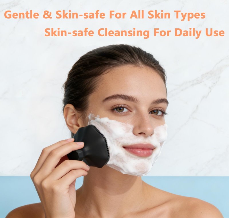CUVUNUBY 2 Pack Silicone Face Scrubber for Men and Women Manual Facial Cleansing Brush, Food Grade Silicone Face Wash Brush,Gentle Exfoliating Pore Cleansing Skincare Tool(Black and Gray