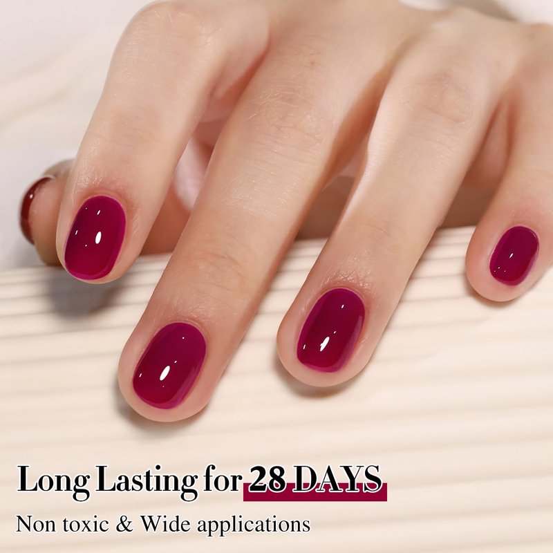 Double Rhythm 0.50 OZ Gel Polish Hema Free Same Color Same Bottle Golden Round Translucent Neutral Natural Milky 15 ML Jelly UV Polish Art DIY at Home (Purple Red-H1562)