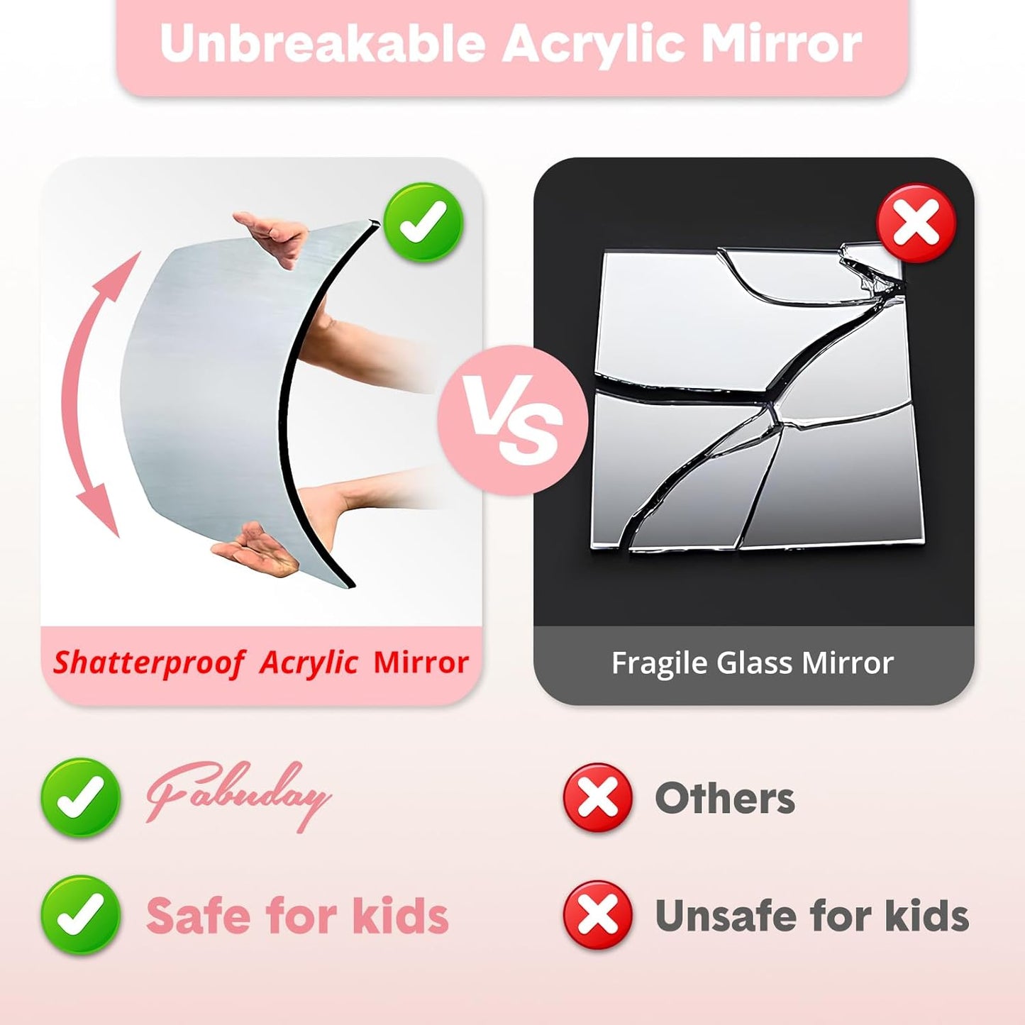 Lighted Hanging Mirror - Rechargeable LED Full Length Mirror with Adjustable Brightness | Portable Pink Travel Body Mirror for Dancers