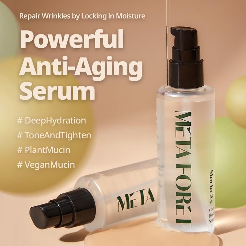 METAFORET Vegan Mucin 2x Boost Serum - Hydrating Day & Night Face Moisturizer for Dry, Sensitive Skin | 3.38oz (100ml)