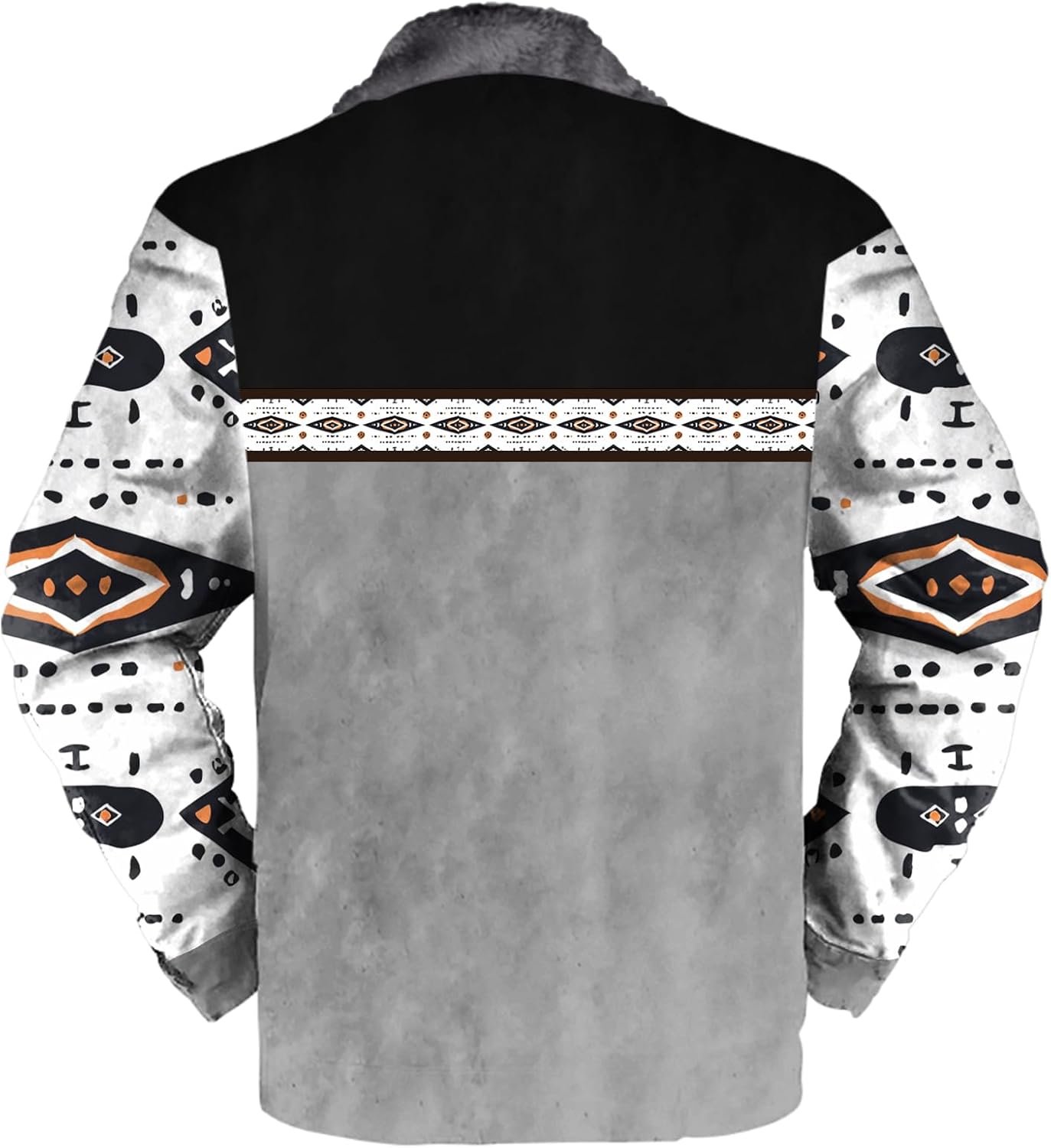 Aztec Cowboy Western Jackets for Men - Long Sleeve Sherpa Fleece | Retro Ethnic Print Warm Coats