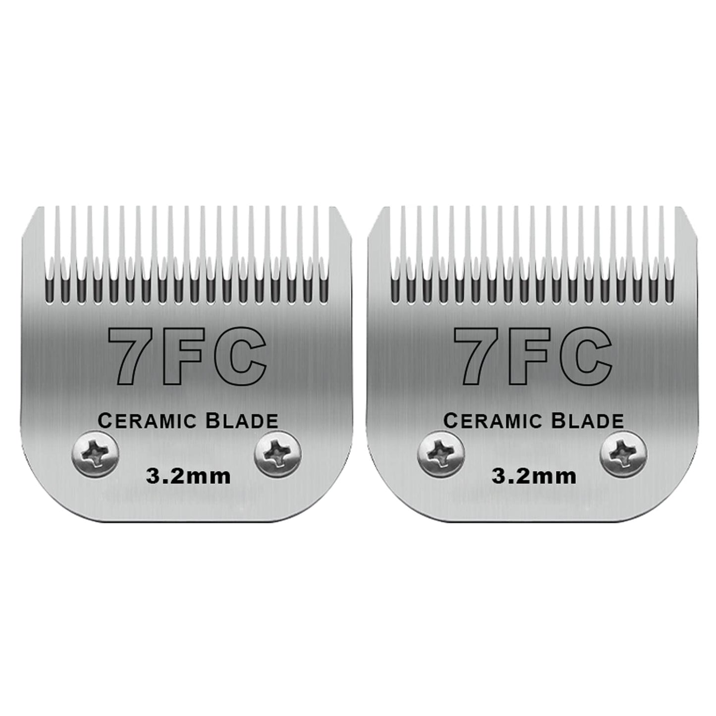 2 Pack Detachable Pet Dog Grooming Clipper Ceramic Blades,Compatible with Andis Size-7FC Cut Length 1/8"(3.2mm),Compatible with Oster A5 Wahl KM10 Series Clippers