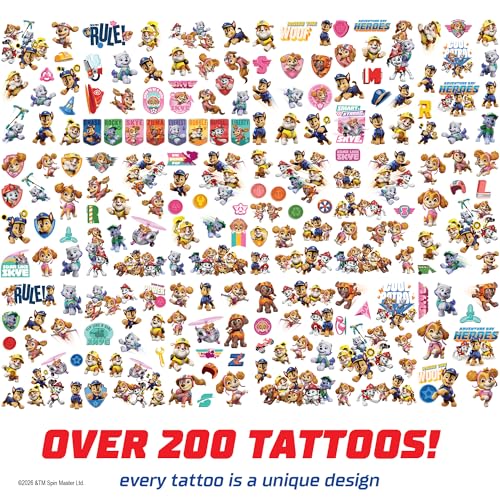Paw Patrol Temporary Tattoos for Kids - 50 Count Party Favors Kit