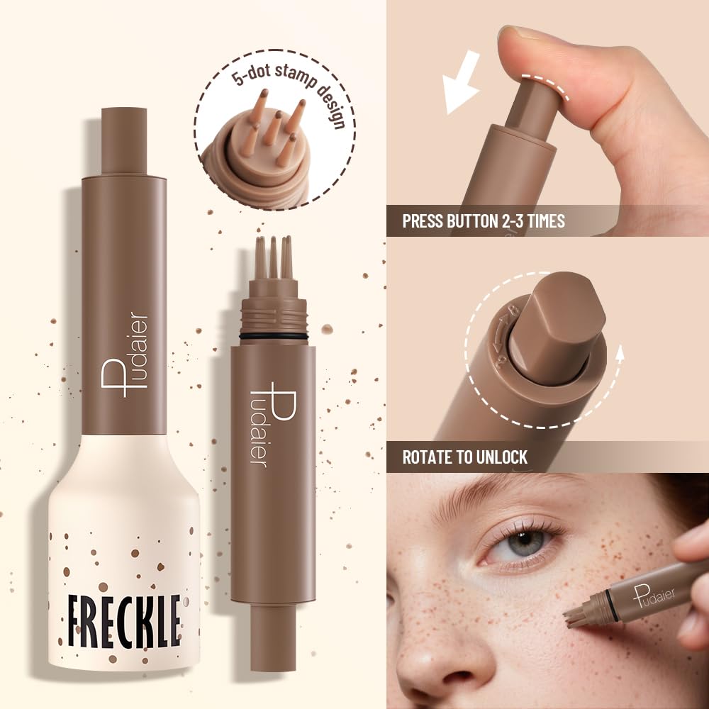 Freckle Stamp - Waterproof Faux Freckle Pen for Natural-Looking Makeup | Quick-Dry 5-Point Marker (03)