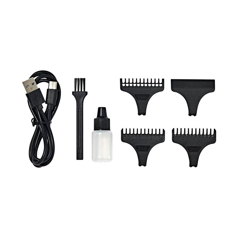 KISS Precision Blade Cordless Trimmer with Stainless Steel T-Blade, Powerful High-Torque, High-Speed Motor, 3 Attachments & Cover, USB Cable & Long-Lasting Lithium Ion Battery