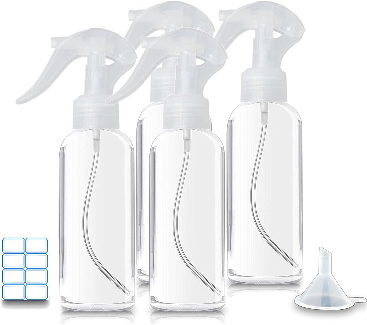Clear Plastic Spray Bottles - 3.5oz Fine Mist Travel Size | Refillable Mini Liquid Containers (2 Pack)