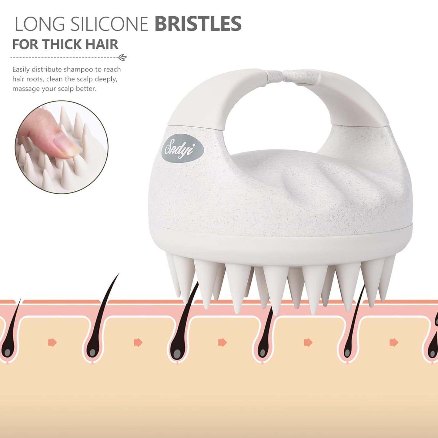 Soft Silicone Scalp Massager for Dandruff Removal & Hair Growth | Exfoliating Brush - Beige